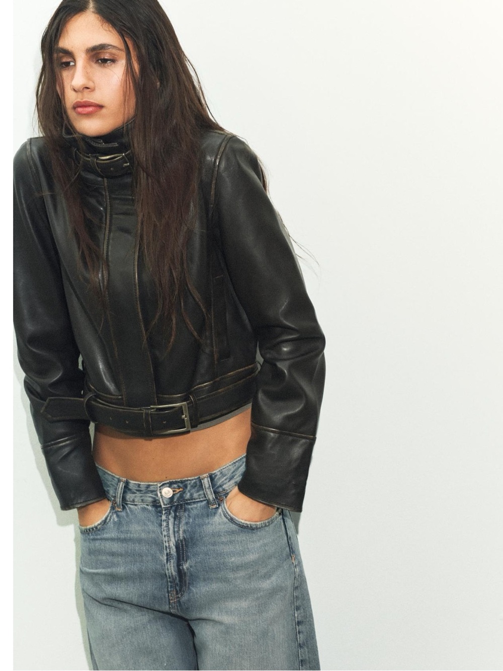 Zara REAL Leather dark brown Jacket - Women. NWT SIZE S